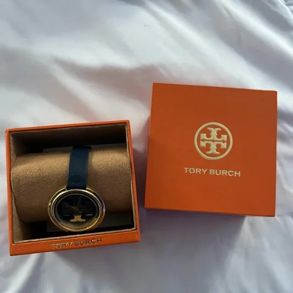 Tory Burch Navy Leather and Gold Watch - Picture 4 of 4